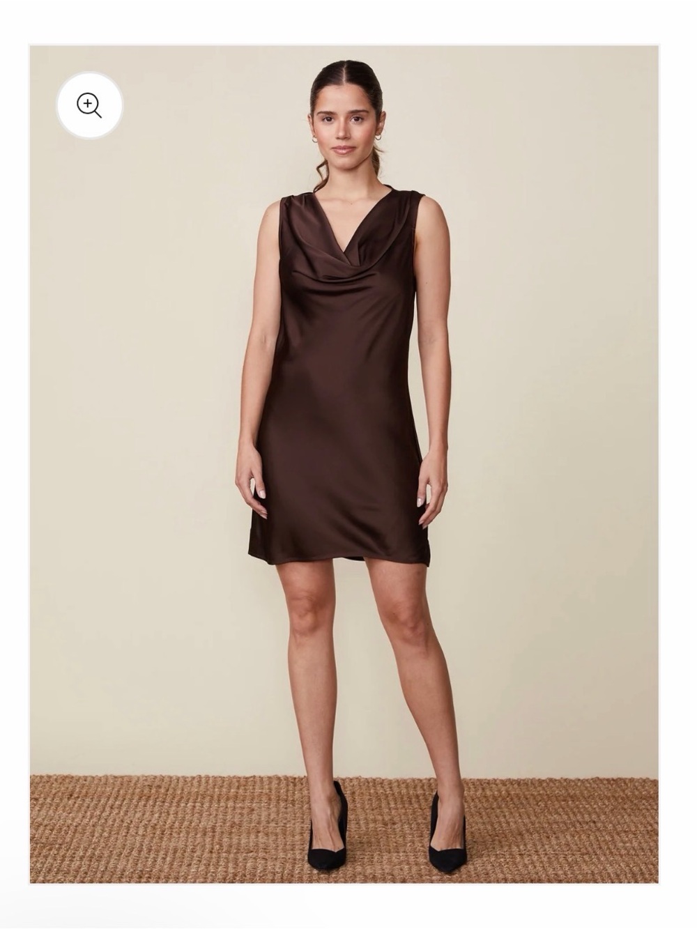 Anthem the Label Satin Cowl Neck Sleeveless Dress - Brown